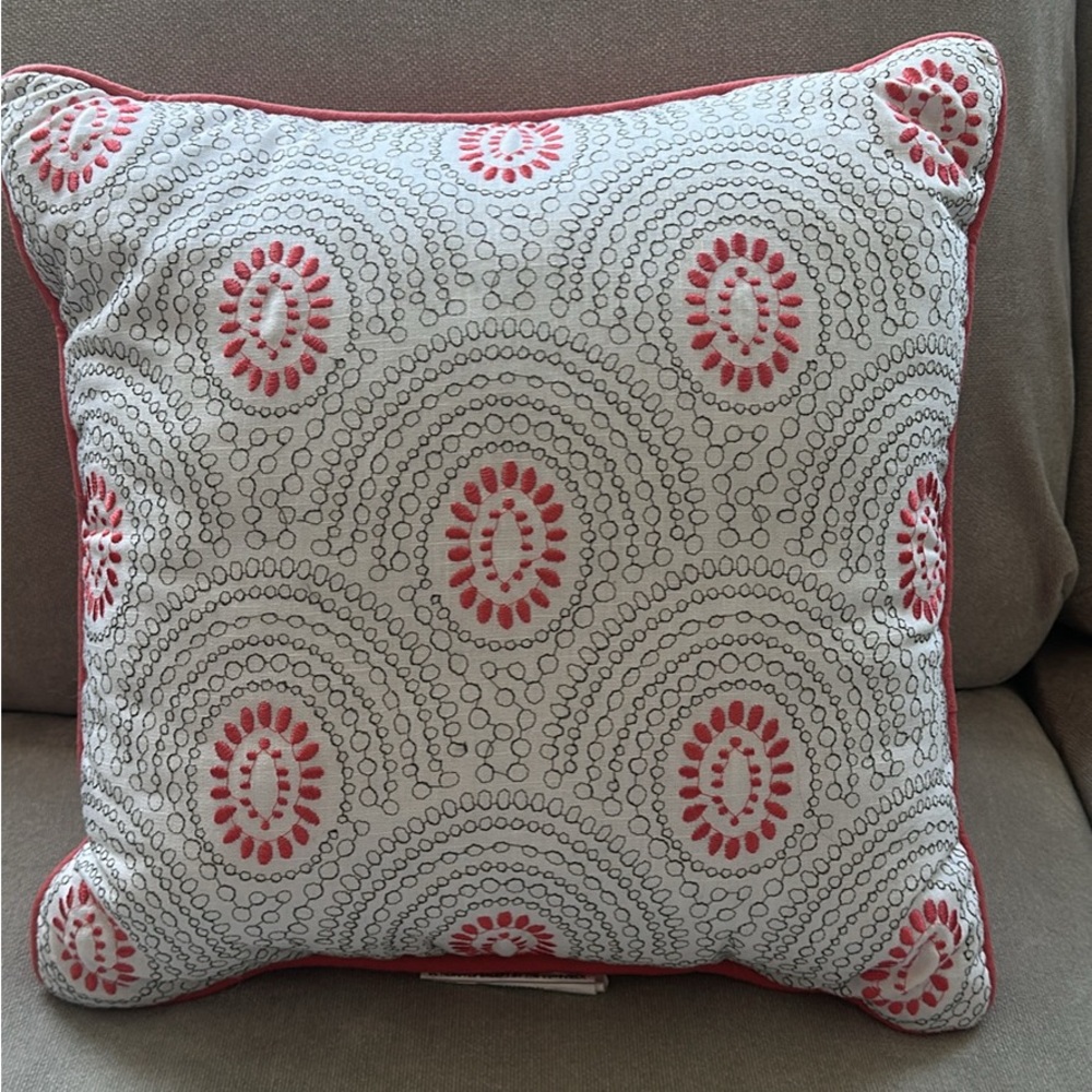 Coral and white Decorative Pillow